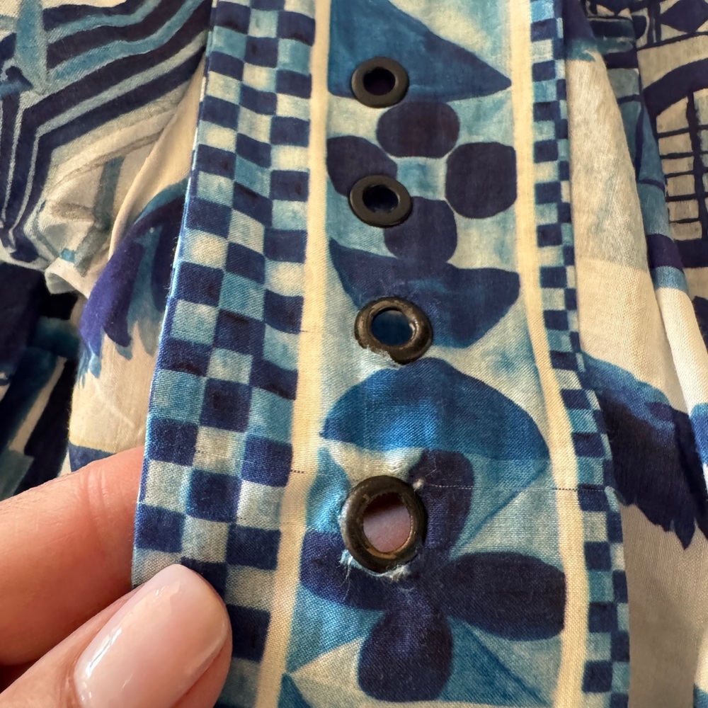Farm Rio Blue and white Tropical Print Women's mini Dress - Picture 6 of 7